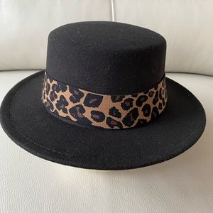 NWT - Black leopard print hat